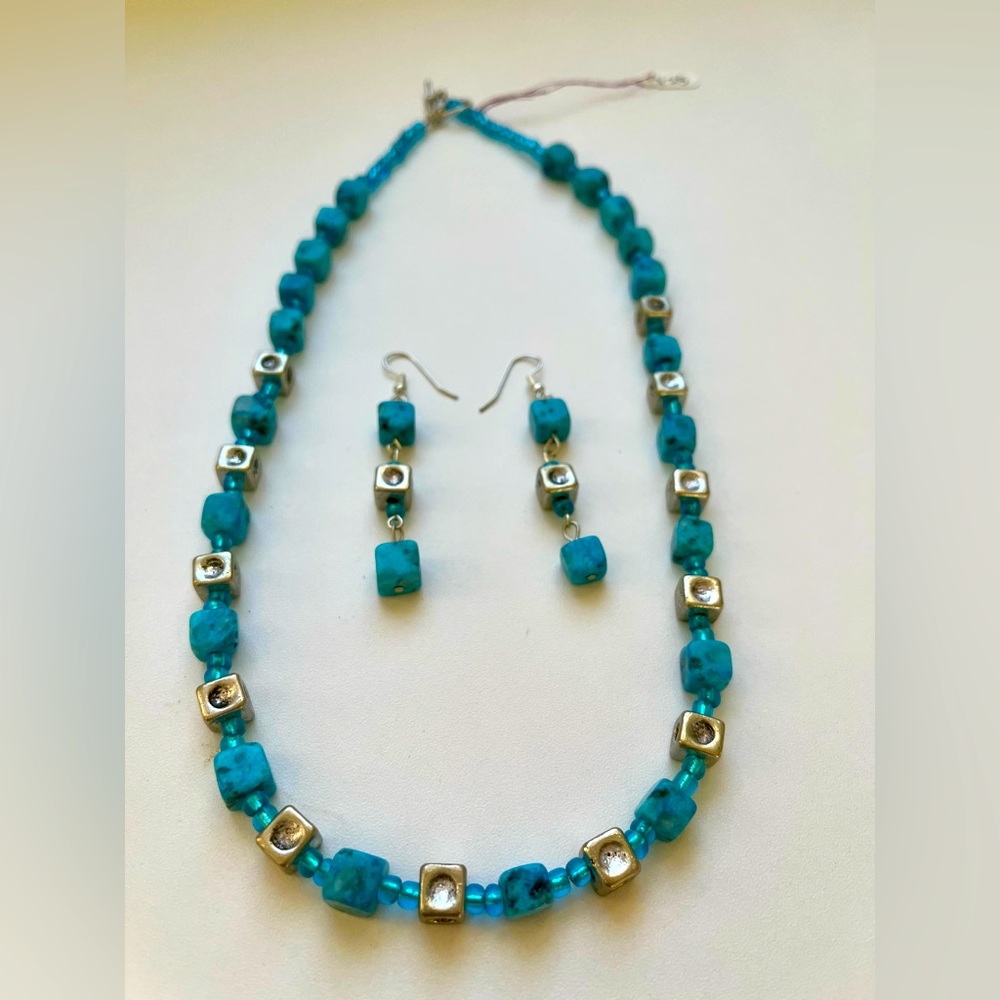 Handcrafted Blue Jasper Necklace & Earrings Set